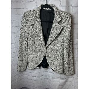 Elegant‎ Tweed Blazer Black White Pattern Professional Office Wear